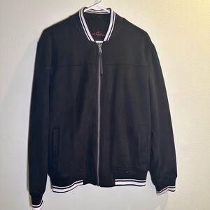 Robert Graham Black Bomber Jacket with White Accents
